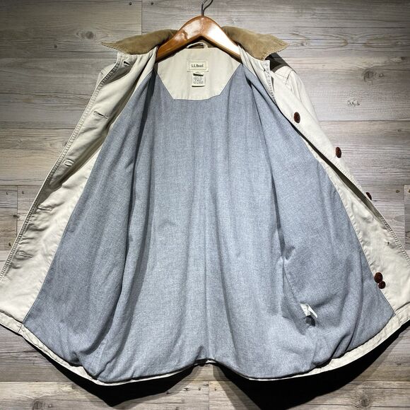 LL Bean Vintage Barn Coat Chore Flannel Lined Jacket Corduroy Trim Womens Medium - Picture 5 of 11